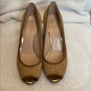 STUART WEITZMAN Cork Peep Toe Wedge Heel Size 8